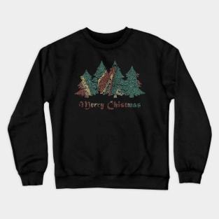 Chirstmas Pattern Tree Line Art Drawing Crewneck Sweatshirt